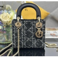Buy Discount Dior Mini Lady Bag in Tweed 0929 Black 2025