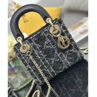 Buy Discount Dior Mini Lady Bag in Tweed 0929 Black 2025