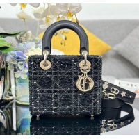 Best Price Dior Small Lady My ABCDior Bag in Tweed 0929 Black 2025