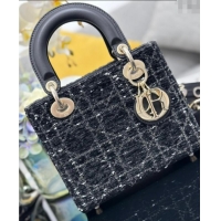 Best Price Dior Small Lady My ABCDior Bag in Tweed 0929 Black 2025