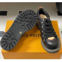 Luxury Cheap Louis Vuitton LV Remix Derby Lace-Ups Shoes 5cm in Plain Leather Black 2025 1AIJ63 0829060