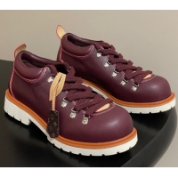 Hot Style Louis Vuitton LV Remix Derby Lace-Ups Shoes 5cm in Plain Leather Burgundy 1AIJ63 0829065