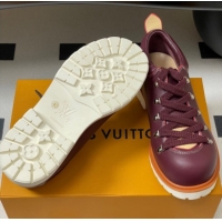 Hot Style Louis Vuitton LV Remix Derby Lace-Ups Shoes 5cm in Plain Leather Burgundy 1AIJ63 0829065