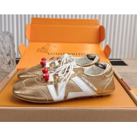 Best Product Louis Vuitton LV Sneakerina in Grained Leather Gold 2025 1AHOJD 0829066