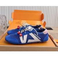 Durable Louis Vuitton LV Sneakerina in Suede and Knit Blue 0829069