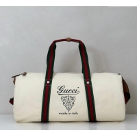 Luxury Discount Gucci Mens Large printed canvas duffle bag 816866 White 2025