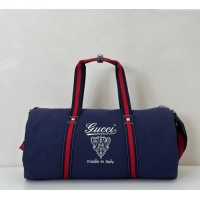 Good Quality Gucci Mens Large printed canvas duffle bag 816866 Dark Blue 2025