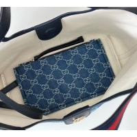 Luxury Discount Gucci Giglio Small Tote Bag in GG Denim 860845 Dark Blue 2025