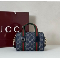 Luxurious Gucci Mini GG Denim handbag 859975 Navy Blue 2025
