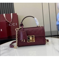 Best Quality Gucci Padlock GG Leather small top handle bag 838999 Red 2025