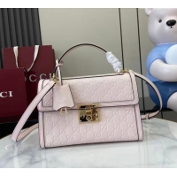 Famous Brand Gucci Padlock GG Leather medium top handle bag 838998 Light Pink 2025