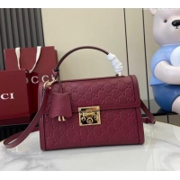 Buy Discount Gucci Padlock GG Leather medium top handle bag 838998 Red 2025
