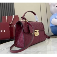 Buy Discount Gucci Padlock GG Leather medium top handle bag 838998 Red 2025
