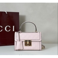 Inexpensive Gucci Padlock GG Leather Small top handle bag 848884 Pink 2025