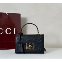 New Style Gucci Padlock GG Leather Small top handle bag 848884 Black 2025