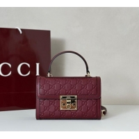 Unique Grade Gucci Padlock GG Leather Small top handle bag 848884 Red 2025