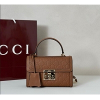 Unique Discount Gucci Padlock GG Leather Small top handle bag 848884 Brown 2025