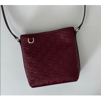 New Cheap Gucci GG Leather Emblem Nano Bucket Bag 847090 Red 2025
