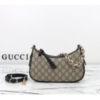 Good Discount Gucci GG Canvas Emblem Small Shoulder bag 847447 Beige/Black 2025