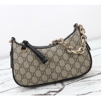 Good Discount Gucci GG Canvas Emblem Small Shoulder bag 847447 Beige/Black 2025