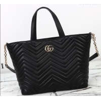 Luxury Cheap Gucci Betty Chevron Leathe Medium Tote Bag 847387 Black 2025