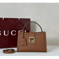 Original Cheap Gucci Padlock GG Leather Medium Handbag 838992 Brown 2025