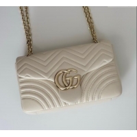 Classic Specials Gucci GG Marmont Chevron Leather large shoulder bag 838985 White 2025