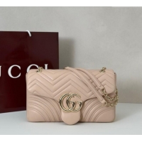Luxury New Gucci GG Marmont Chevron Leather large shoulder bag 838985 Soft Pink 2025