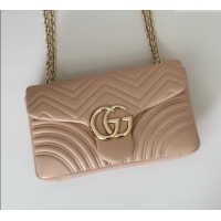 Luxury New Gucci GG Marmont Chevron Leather large shoulder bag 838985 Soft Pink 2025