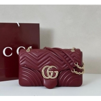 Grade Discount Gucci GG Marmont Chevron Leather large shoulder bag 838985 Ancora Red 2025
