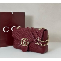 Grade Discount Gucci GG Marmont Chevron Leather large shoulder bag 838985 Ancora Red 2025