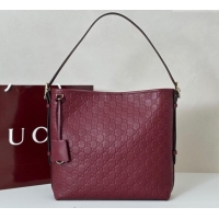 Super Quality Gucci GG Leather Emblem medium shoulder bag 847452 Ancora Red 2025