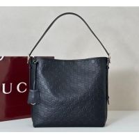 Buy Classic Gucci GG Leather Emblem medium shoulder bag 847452 Black 2025