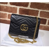 Famous Brand Gucci GG Marmont Matelasse Leather Chain Mini Bag 474575 Black 2025