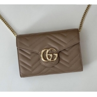 Top Grade Gucci GG Marmont Matelasse Leather Chain Mini Bag 474575 Taupe Grey 2025