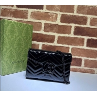 Trendy Design Gucci GG Marmont Patent Leather Chain Mini Bag 474575 Black 2025