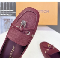 Modern Louis Vuitton Flore Car Shoe Loafers in Grained Leather 1AICKY Burgundy