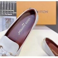 Unique Style Louis Vuitton Flore Car Shoe Loafers in Grained Leather 1AICKY White