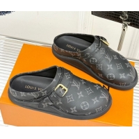 Shop Cheap Louis Vuitton LV To-Go Flat Comfort Clog Mules in Monogram Canvas with Buckle Black 2025 1AHLVU 0829082