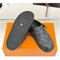 Shop Cheap Louis Vuitton LV To-Go Flat Comfort Clog Mules in Monogram Canvas with Buckle Black 2025 1AHLVU 0829082