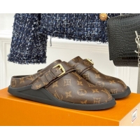 Best Product Louis Vuitton LV To-Go Flat Comfort Clog Mules in Monogram Canvas with Buckle Brown 1AHLVU 0829083
