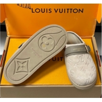Pretty Style Louis Vuitton LV To-Go Flat Comfort Clog Mules in Suede with Buckle Beige Grey 2025 1AHLVU 0829086