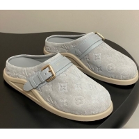 Grade Quality Louis Vuitton LV To-Go Flat Comfort Clog Mules in Suede with Buckle Grey2 2025 1AHLVU 0829087