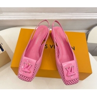 Durable Louis Vuitton Shake Slingback Pumps 3cm in Patent Perforated Leather 1AD0BX Pink