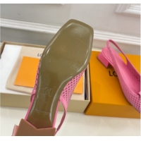 Durable Louis Vuitton Shake Slingback Pumps 3cm in Patent Perforated Leather 1AD0BX Pink