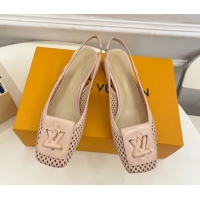 Louis Vuitton Shake Slingback Pumps 3cm in Patent Perforated Leather 1AD0BX Beige