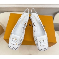 Good Product Louis Vuitton Shake Slingback Pumps 3cm in Patent Perforated Leather 1AD0BX White
