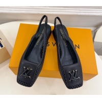 Sumptuous Louis Vuitton Shake Slingback Pumps 3cm in Perforated Calf Leather 1AD0BX Black