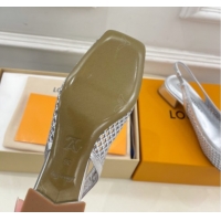 Cheap Price Louis Vuitton Shake Slingback Pumps 3cm in Metallic Perforated Leather 1AD0BX Silver
