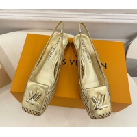Big Discount Louis Vuitton Shake Slingback Pumps 3cm in Metallic Perforated Leather 1AD0BX Gold